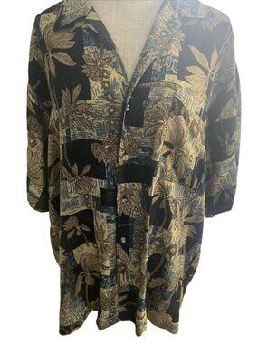 Vintage Lord & Taylor Casual Classics 100% Silk Shirt Leaf Print Size L